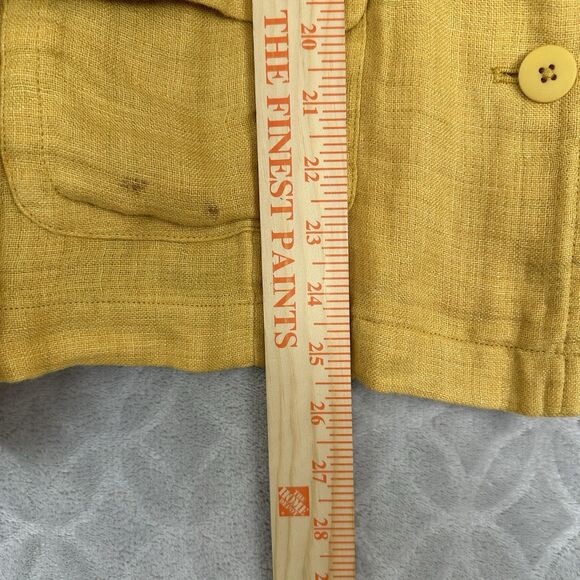 Eileen Fisher Organic Linen Doubleweave Utility Jacket Medium Marigold Yellow - Picture 10 of 13